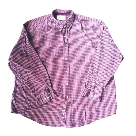 Eddie Bauer Mens XXL Plaid Button-Down Shirt Red/Blue Cotton - Picture 1 of 7